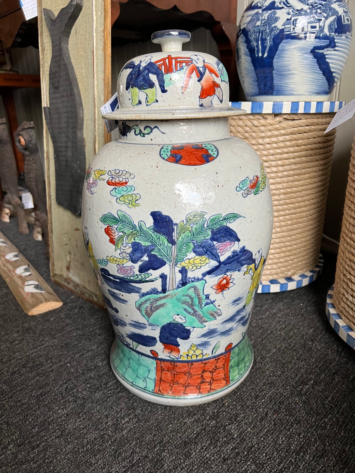 Polychrome Chinese Export Temple Jar