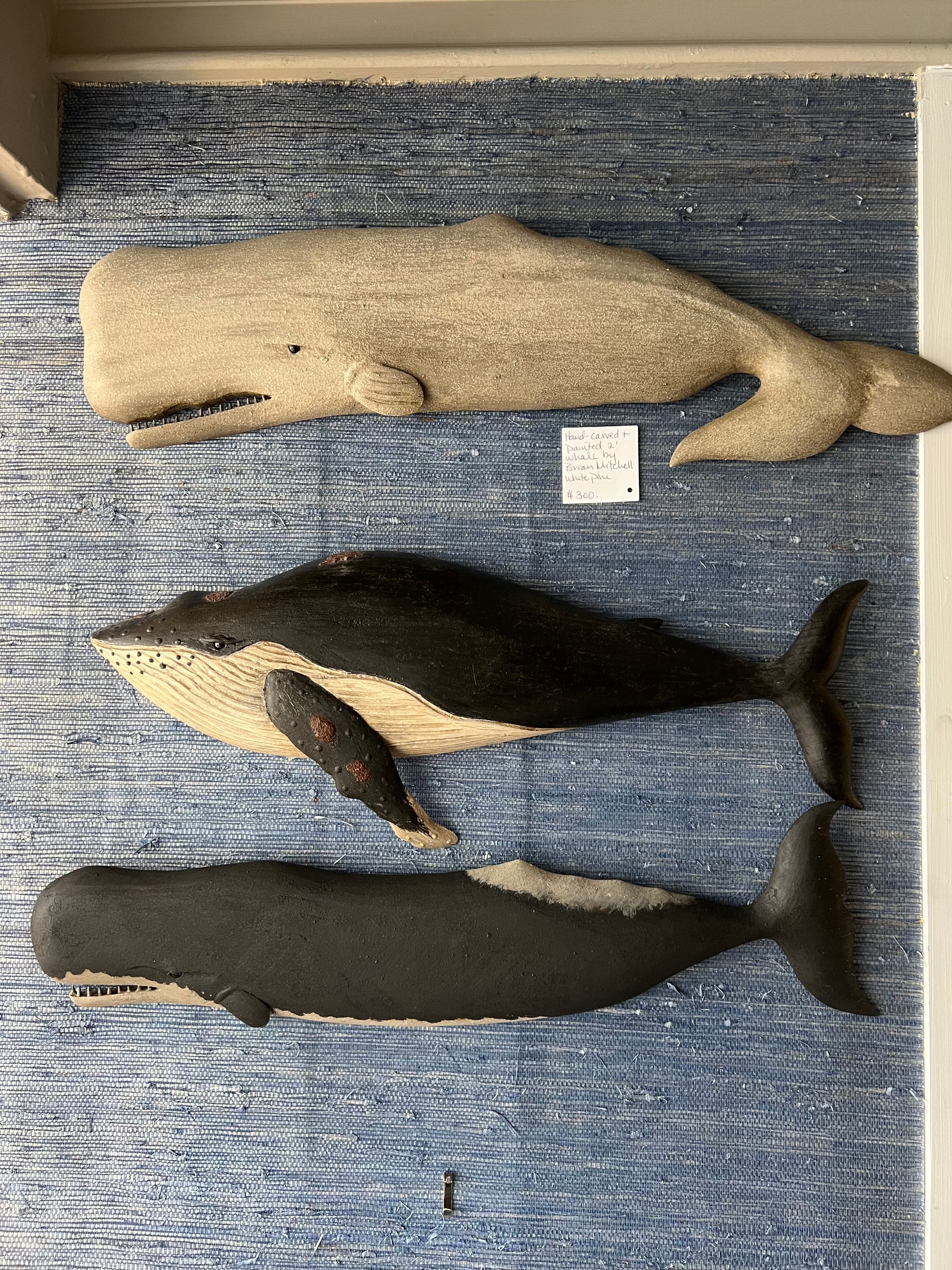 Hand carved wood whale