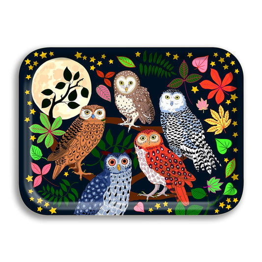 Avenida Home Night Owls Small Birch Wood Tray