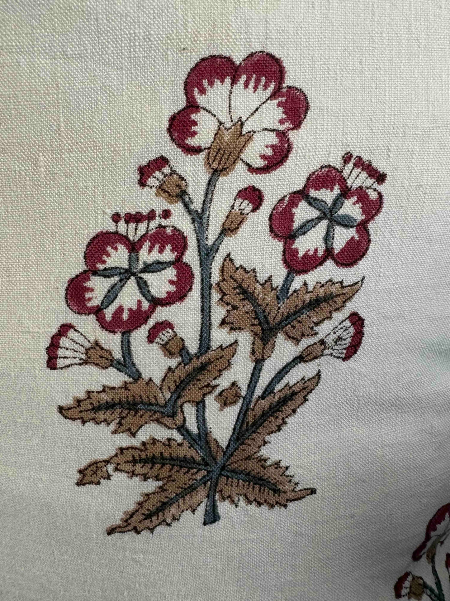 D Heart D Mughal Floral Hand Blocked Pillow