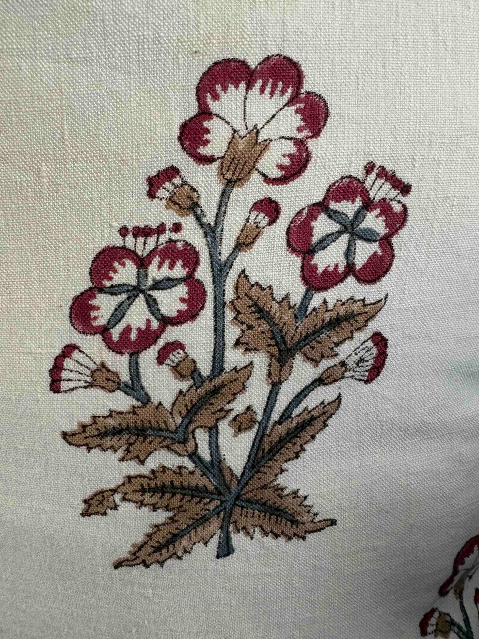 D Heart D Mughal Floral Hand Blocked Pillow