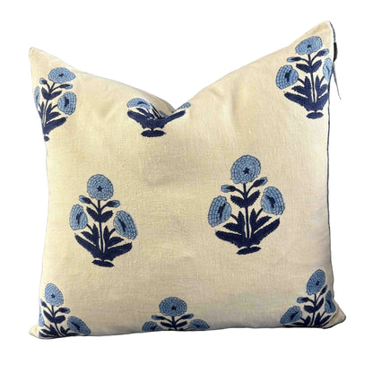 D Heart D Large Flower Hand Blocked Pillow