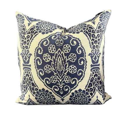 Royal Blue Paisley Pillow 22"