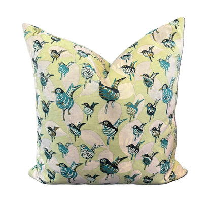 Quadrille Custom Bird Print Pillow 22"