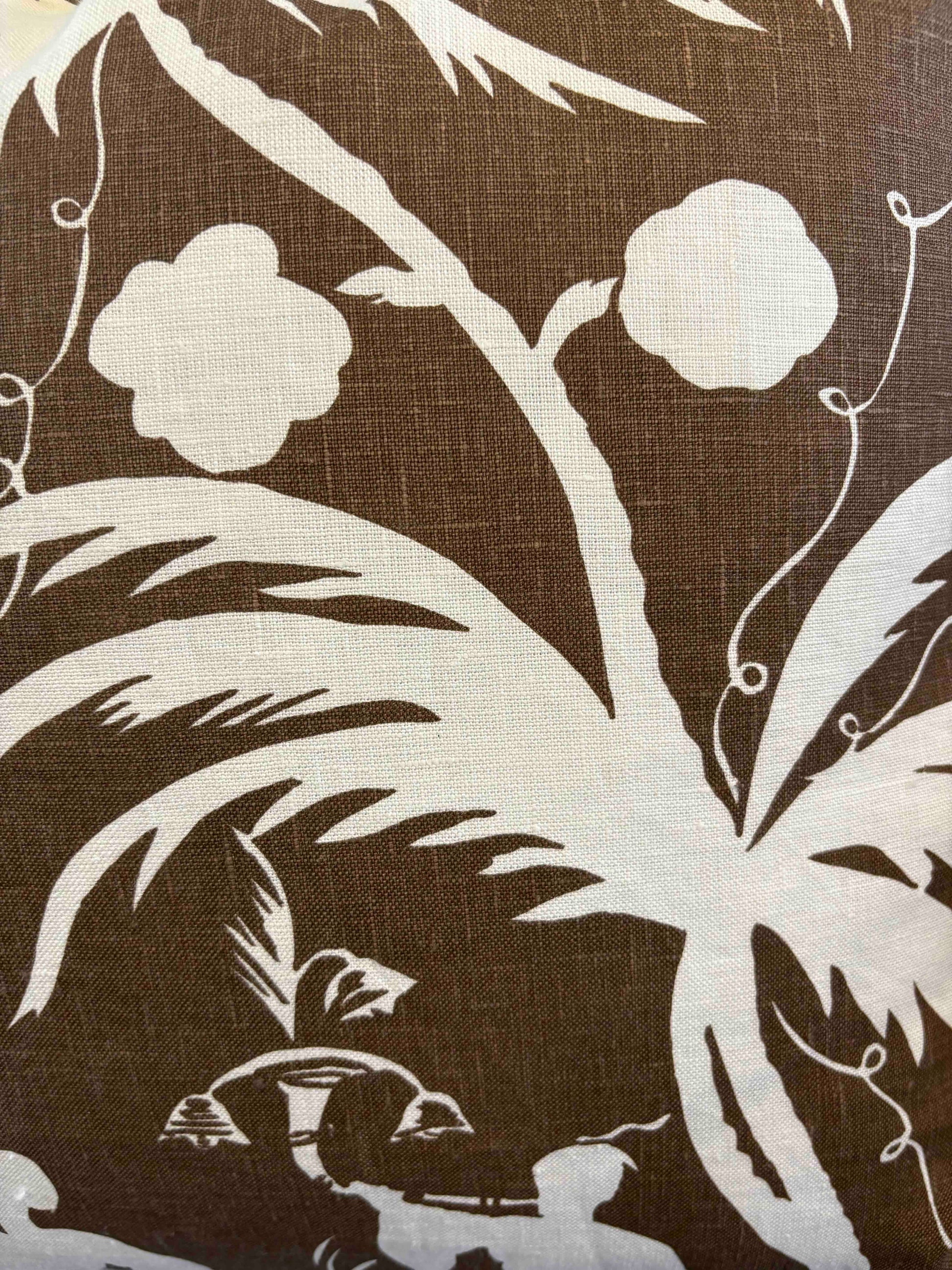 Quadrille Custom Brown Chinoiserie Pillow 22"