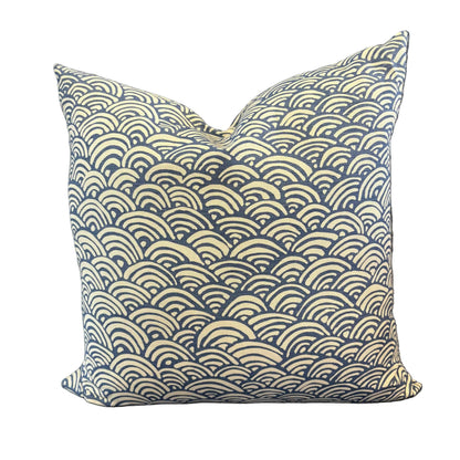 Quadrille Custom Blue Waves Pillow 22"