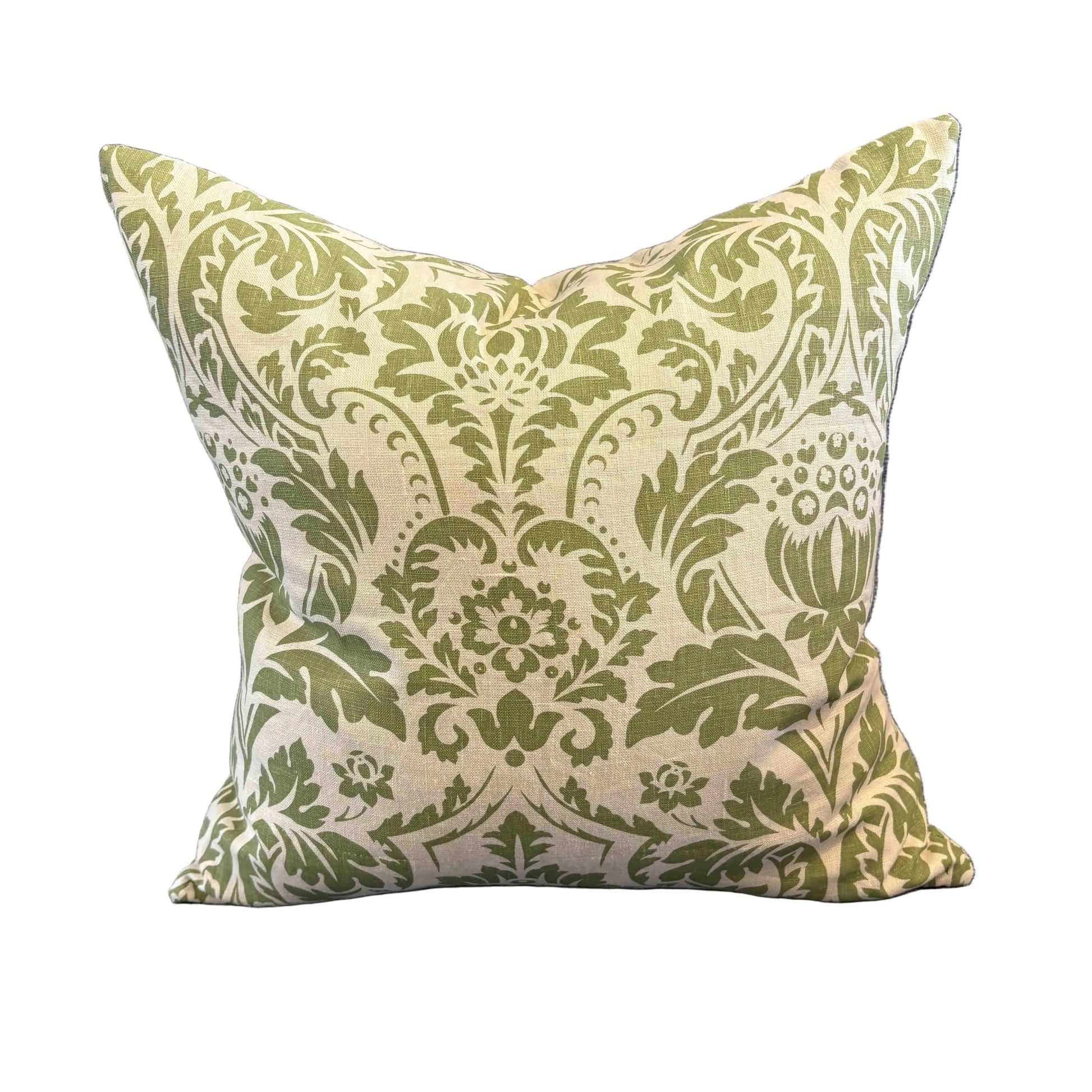 Quadrille Green Damask Pillow 22"