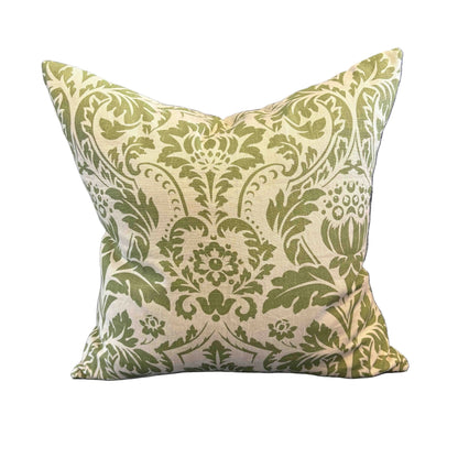 Quadrille Green Damask Pillow 22"