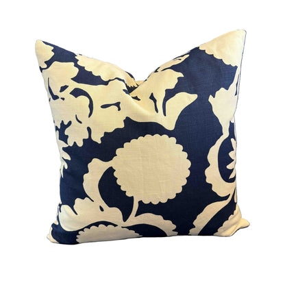 Quadrille Custom Navy Floral Pillow 22"