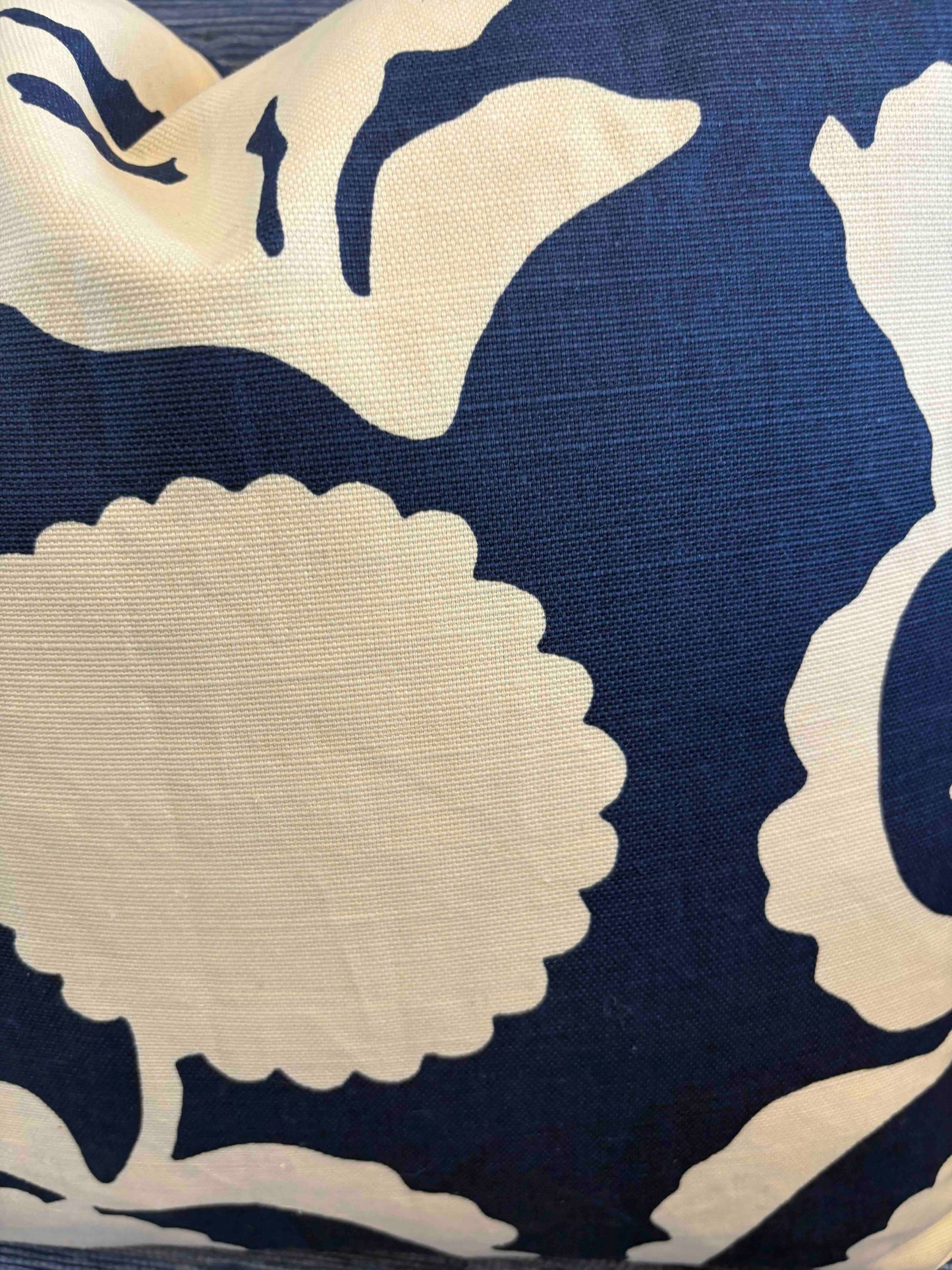 Custom Navy Floral Pillow 22"