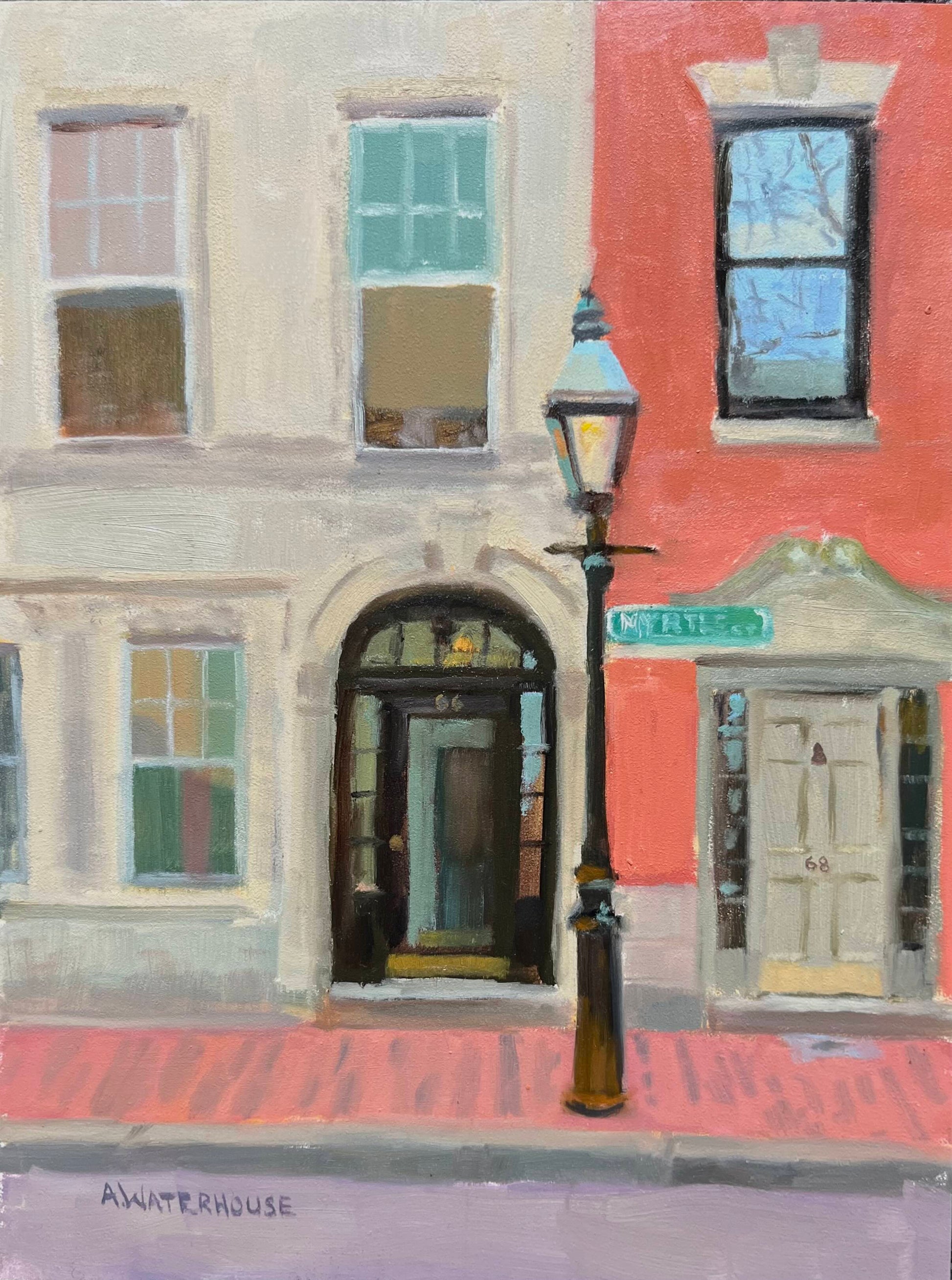Myrtle Street, Original oil by A. Waterhouse, Boston