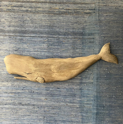 Hand carved wood whale
