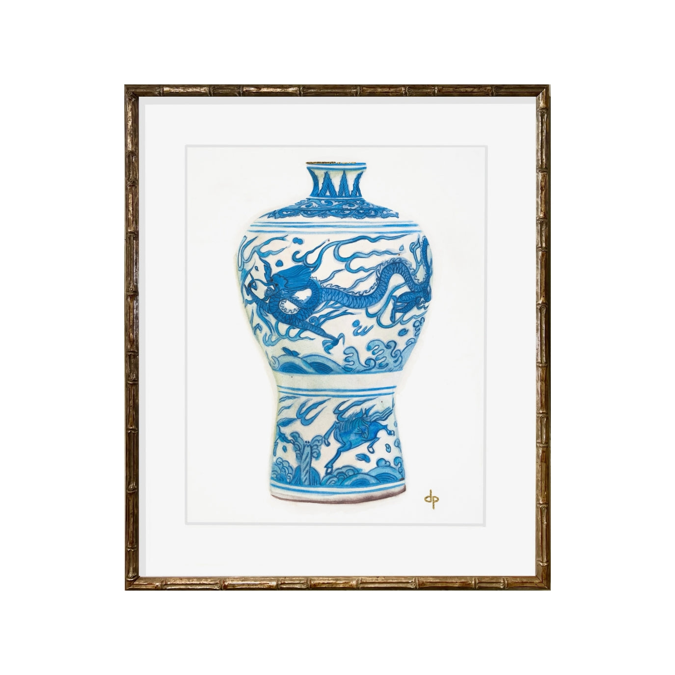 Chinoiserie Art Print: Meiping Shaped Jar with Dragon and Horse by Davina Perl