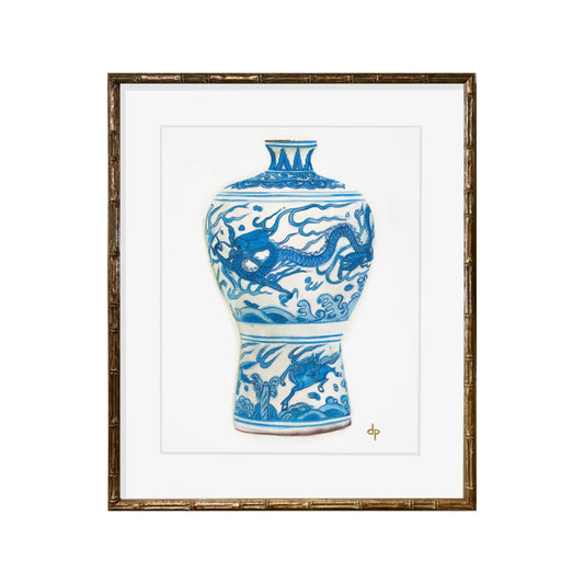 Chinoiserie Art Print: Meiping Shaped Jar with Dragon and Horse by Davina Perl