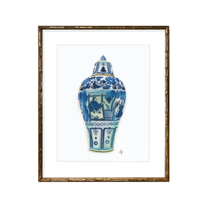 Chinoiserie Art Print: Covered Meiping-shaped Jar with Theatrical Figures by Davina Perl