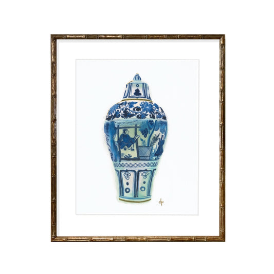 Chinoiserie Art Print: Covered Meiping-shaped Jar with Theatrical Figures by Davina Perl