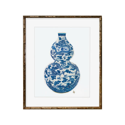 Chinoiserie Art Print: Blue and White Double-gourd Dragon Vase from the Jiaqing Period by Davina Perl