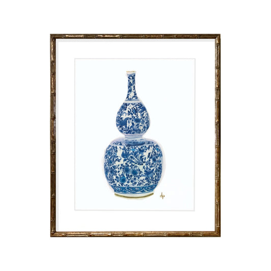 Chinoiserie Art Print: Blue and White Double-Gourd Vase by Davina Perl